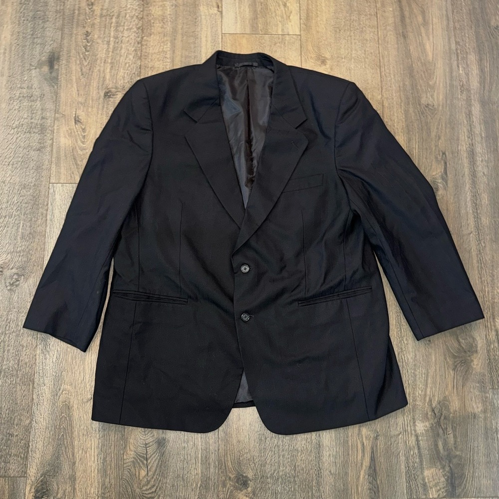VTG Petrocelli Mens 42R Self Striped  Wool Sport Coat Blazer Black Old Money‎